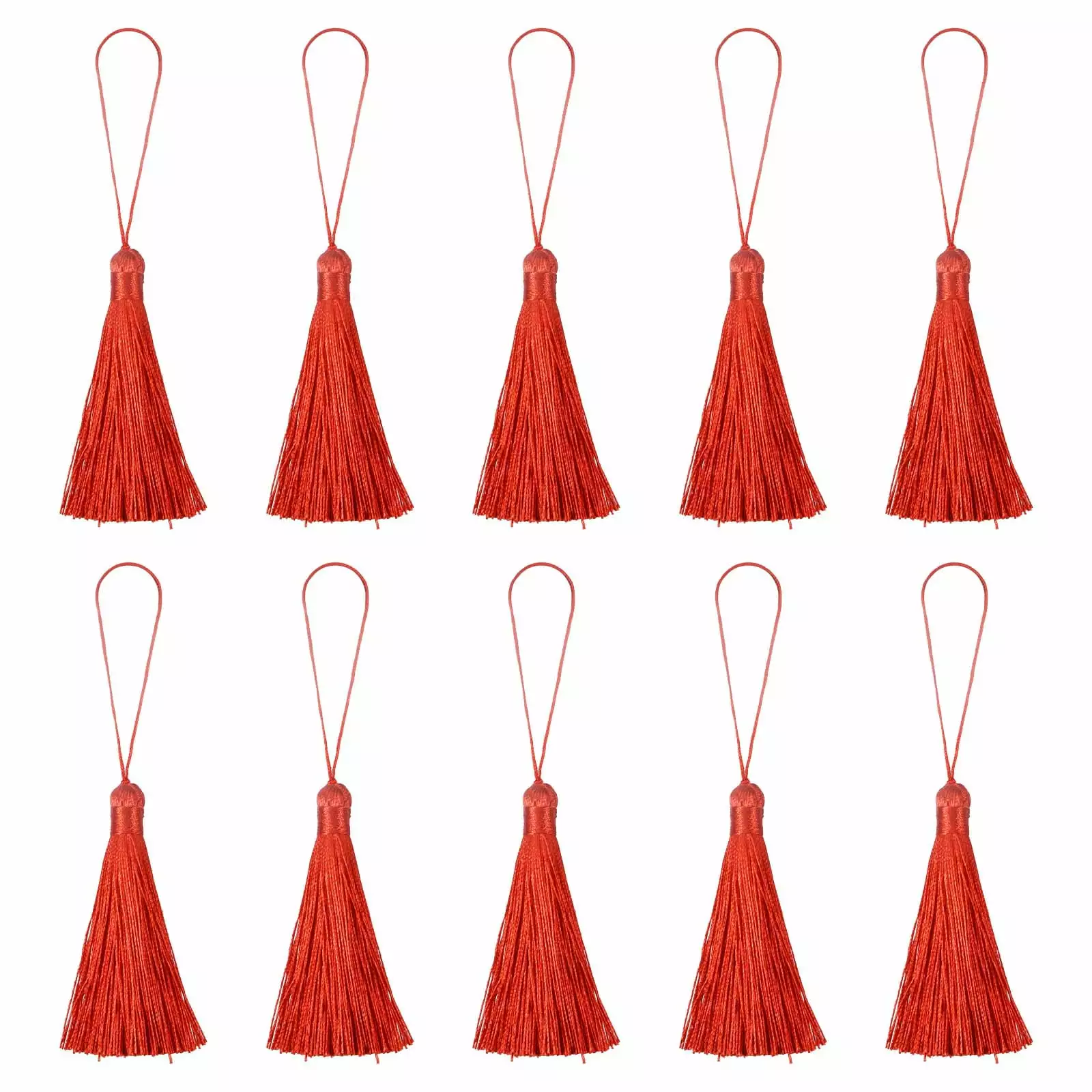 Uxcell 6.5 Silky Bookmark Tassels with Loop for DIY Craft Accessory. 20Pack Red