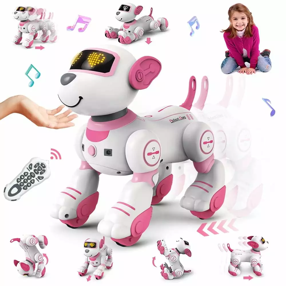 VATOS Remote Control Robot Dog Toy for Kids. Programmable Smart Walking Puppy Intelligent Dancing RC Robot Gifts Toys for Girls 3-12 Year