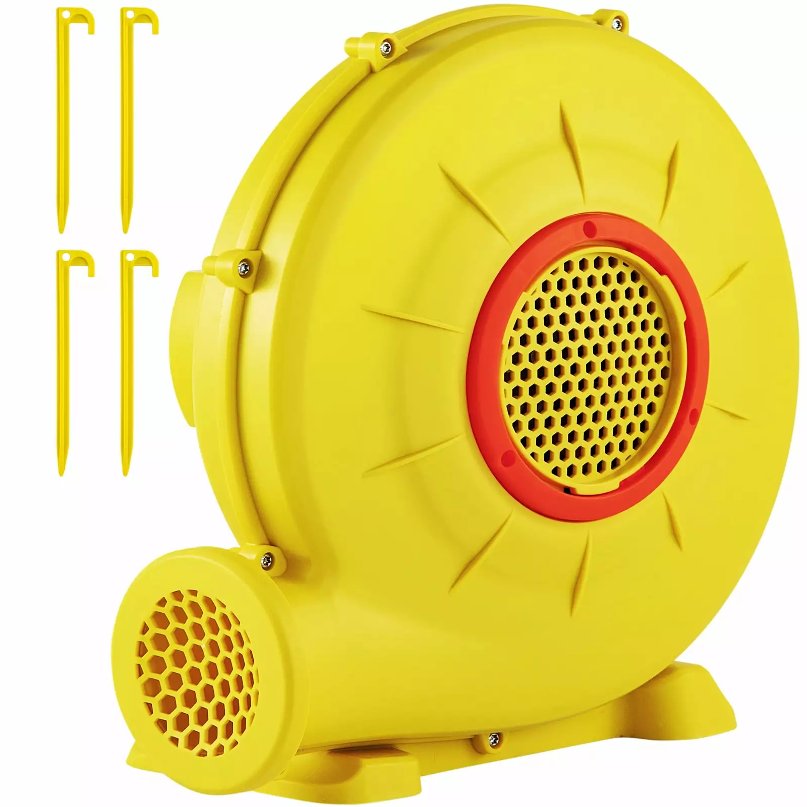 VEVOR Air Blower. 450w 0.6hp Inflatable Blower. Portable and Powerful Bounce House Blower. 1750Pa Commercial Air Blower Pump Fan. Used for Inflatable Bouncy Castle and Jump Slides. Yellow