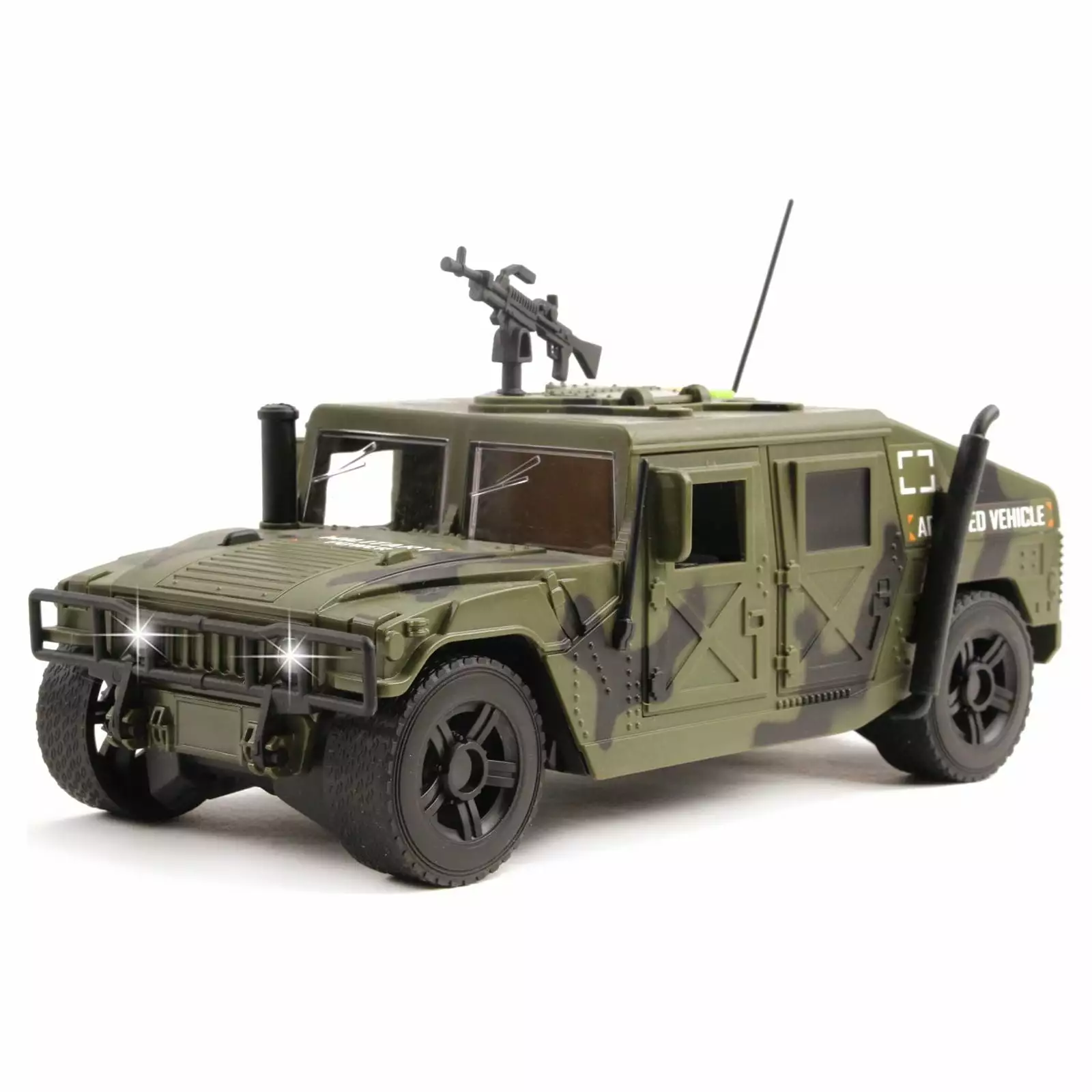 Vokodo Military Humvee Truck Friction Powered With Lights And Sounds Kids Push And Go 1:16 Scale Pretend Play Armored Army Vehicle