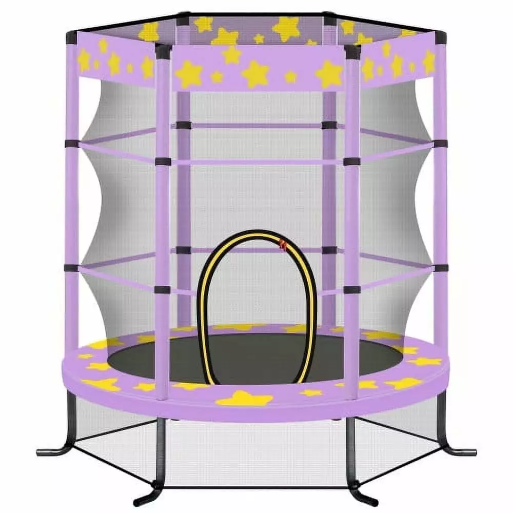 Wasait 55 Inch Kids Trampoline with Safety Enclosure Net. 4.5FT Outdoor Indoor Trampoline for Kids (Purple)