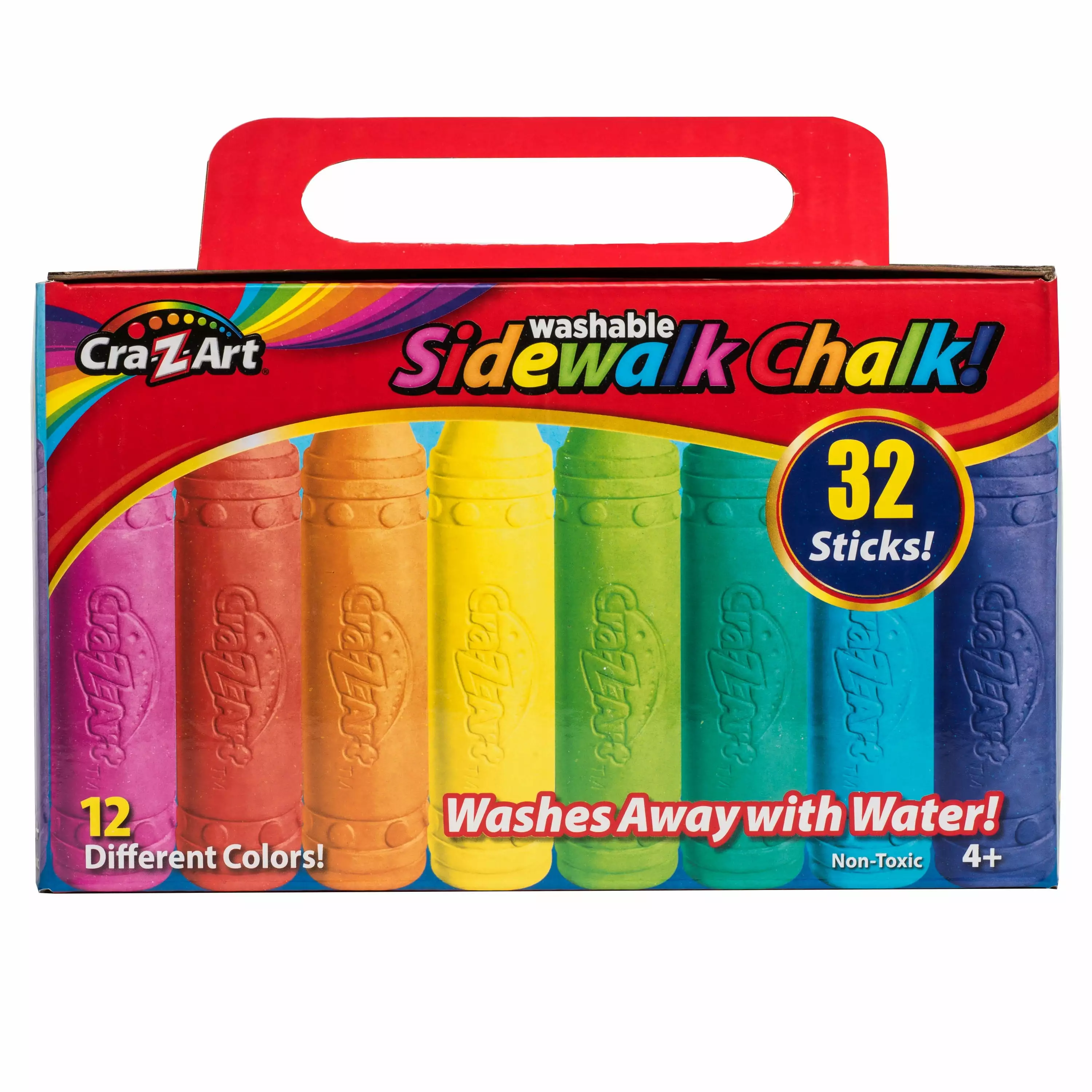 Washable Sidewalk Chalk. 12 Assorted Colors. 32 Sticks/box | Bundle of 5 Boxes