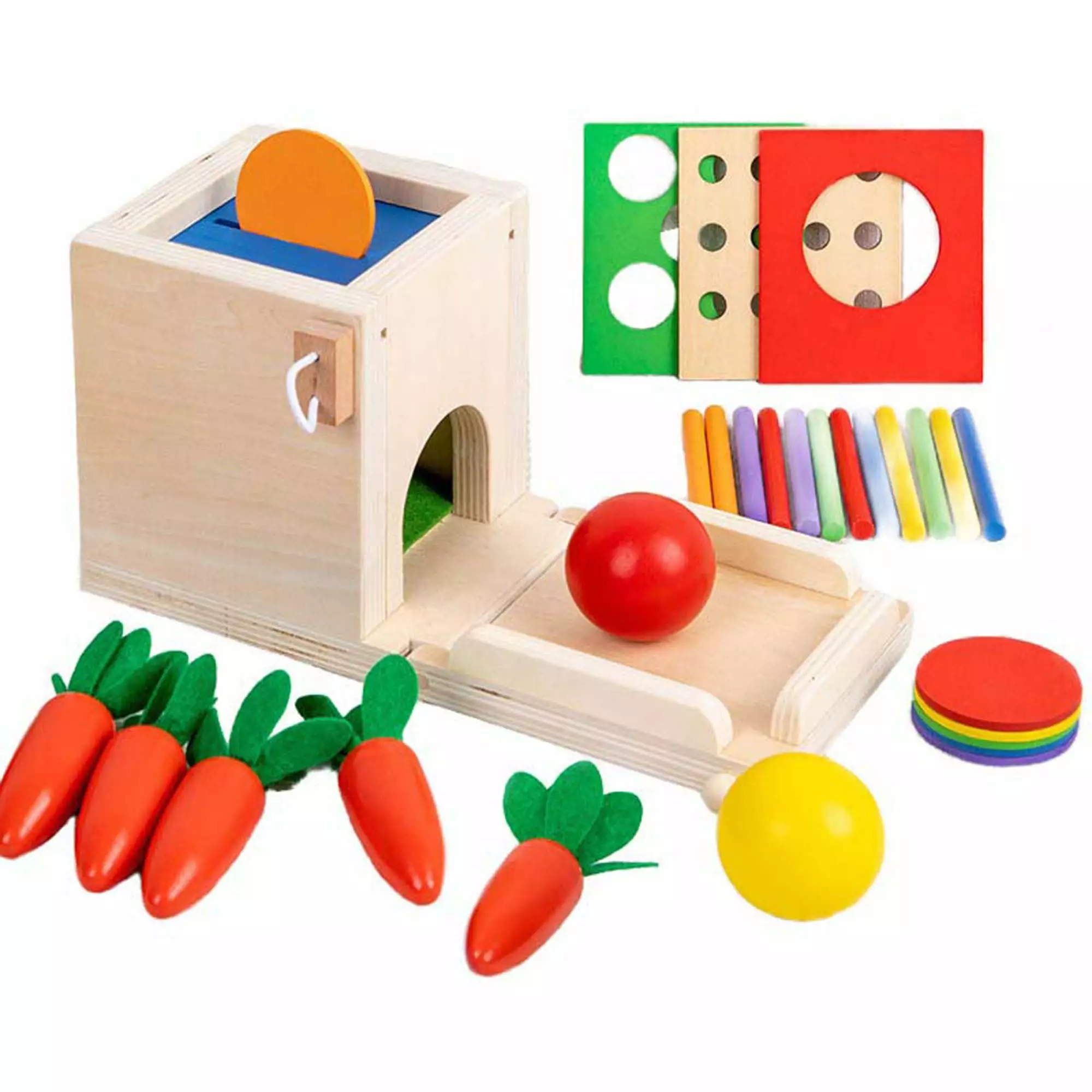 Wooden Montessori Toys for Toddler 1 Year Old. Educational Toys for Baby 6-18 Months. 4 in 1 Montessori Object Permanence Box. Toddler Gifts for Boy or Girls