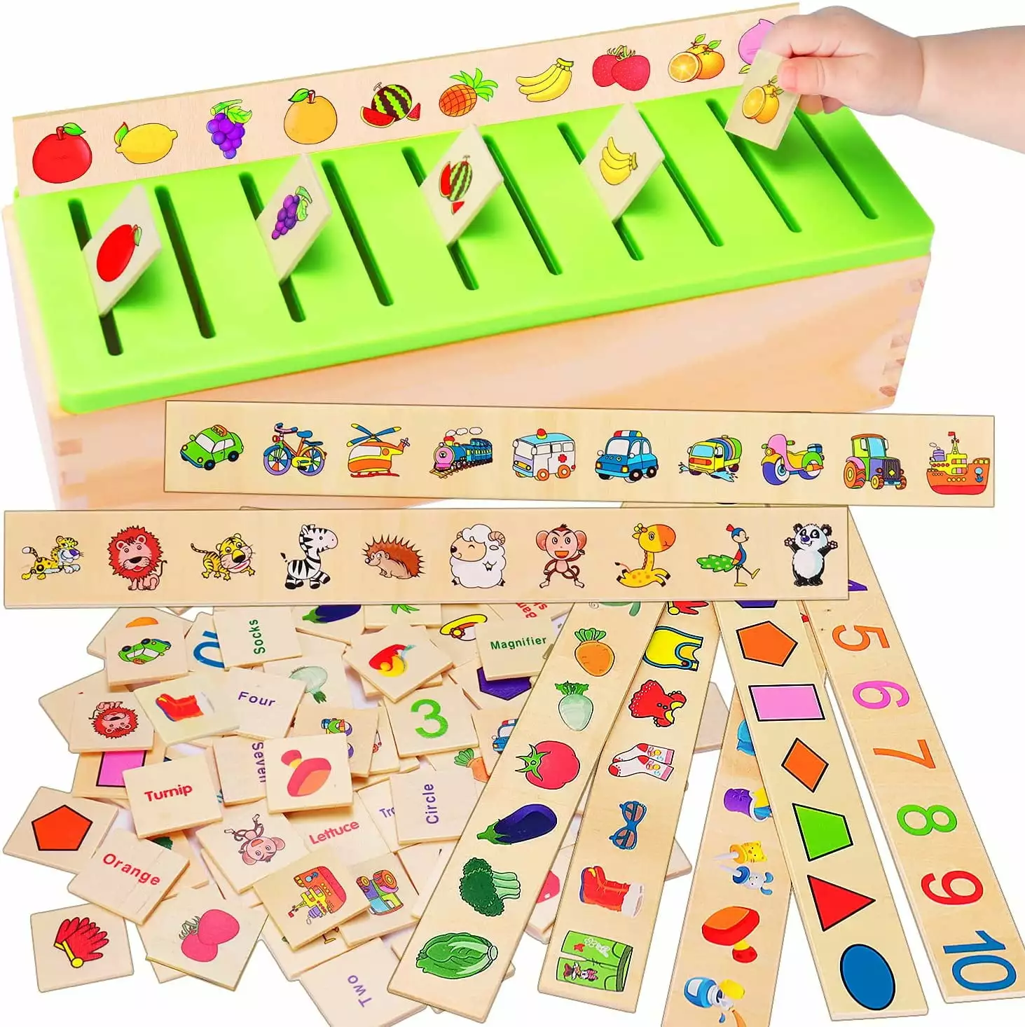 Wooden Montessori Toys for Toddlers Preschool Learning Box Activities Sorting Educational Toys for 1 2 3 Year Old Boys & Girls