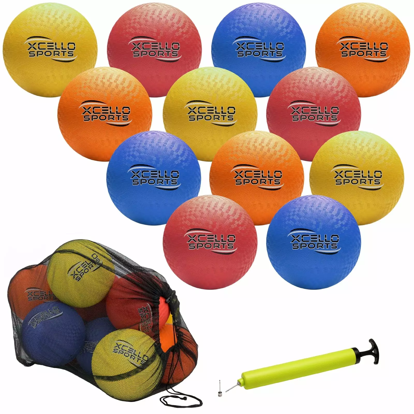 Xcello Sports Playground Ball Set with Pump and Carry Bag. 12/pk