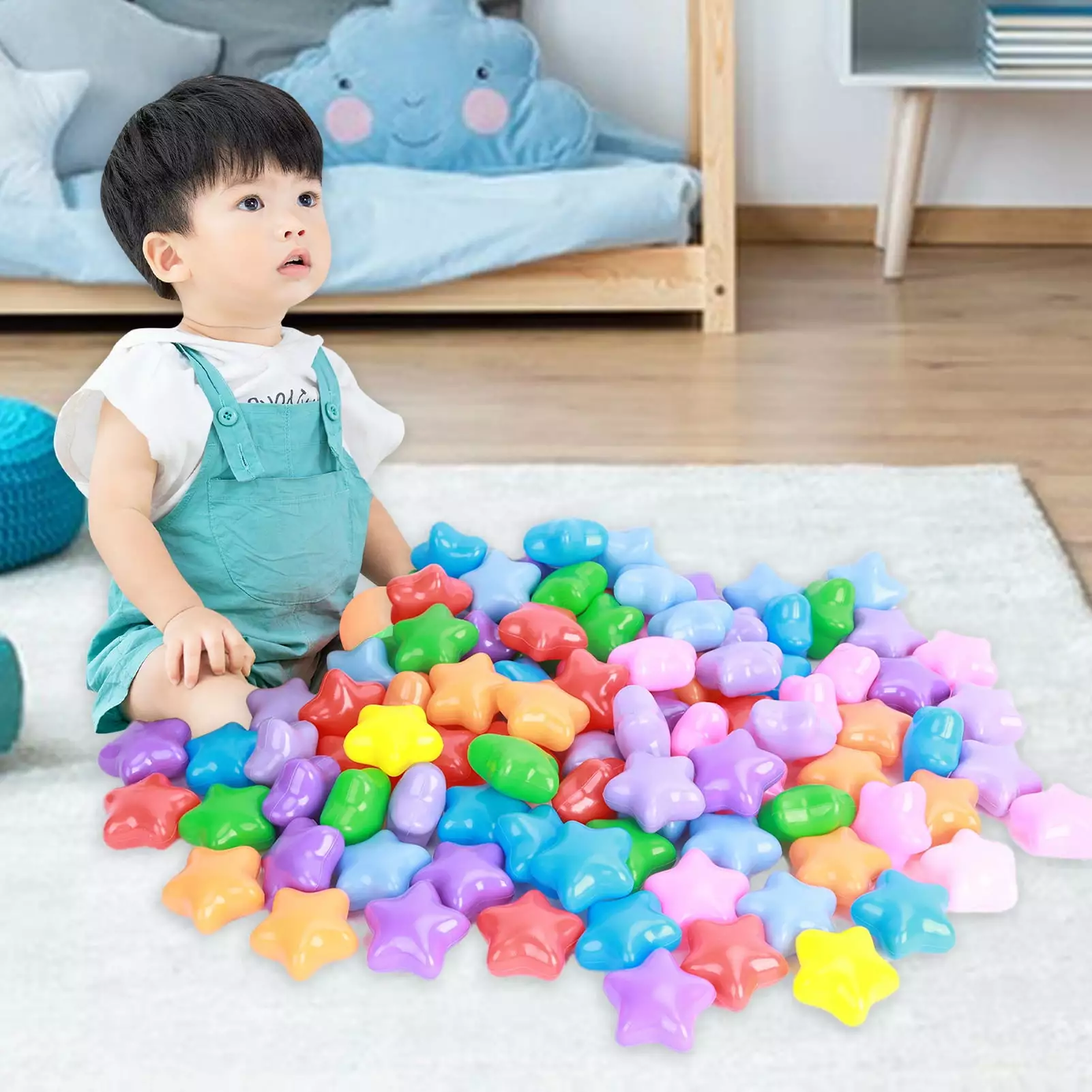 YDxl 100Pcs Baby Ball Pits Flexible Colorful Pentagram/Heart Ocean Ball Practice Grip Emotional Comfort BPA Free Plastic Pool Ball Toys Kids Play Tent Filler Indoor Outdoor Toy Heart