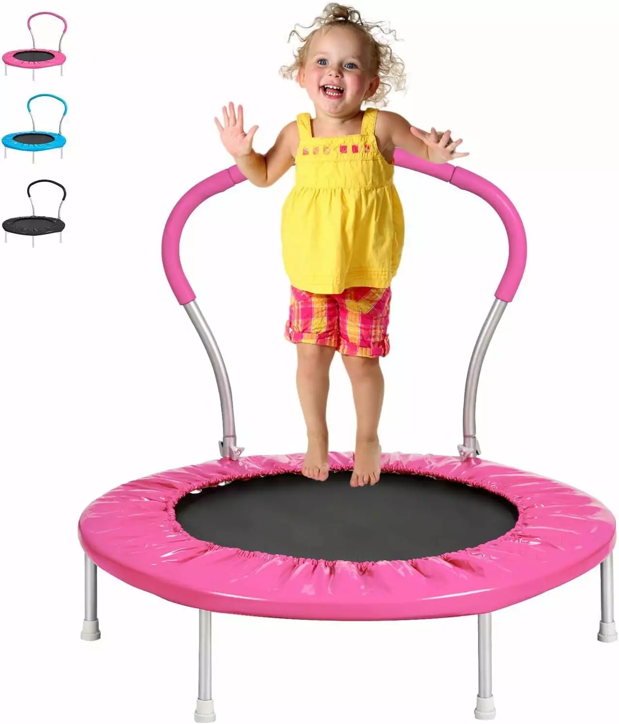 YORIN 36 Trampoline for Kids. 3FT Mini Toddler Trampoline with Foldable Handle for Stability and Safety. Easy Storage. Fitness Rebounder Trampoline for Kids and Adults. Indoor and Outdoor Trampoline