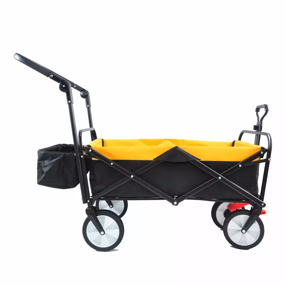 Yilufa Collapsible Outdoor Utility Wagons for Kids Max 150lbs. Heavy Duty Folding Portable Hand Beach Wagon Cart with Drink Holder for Garden Shopping Beach Trip Camping