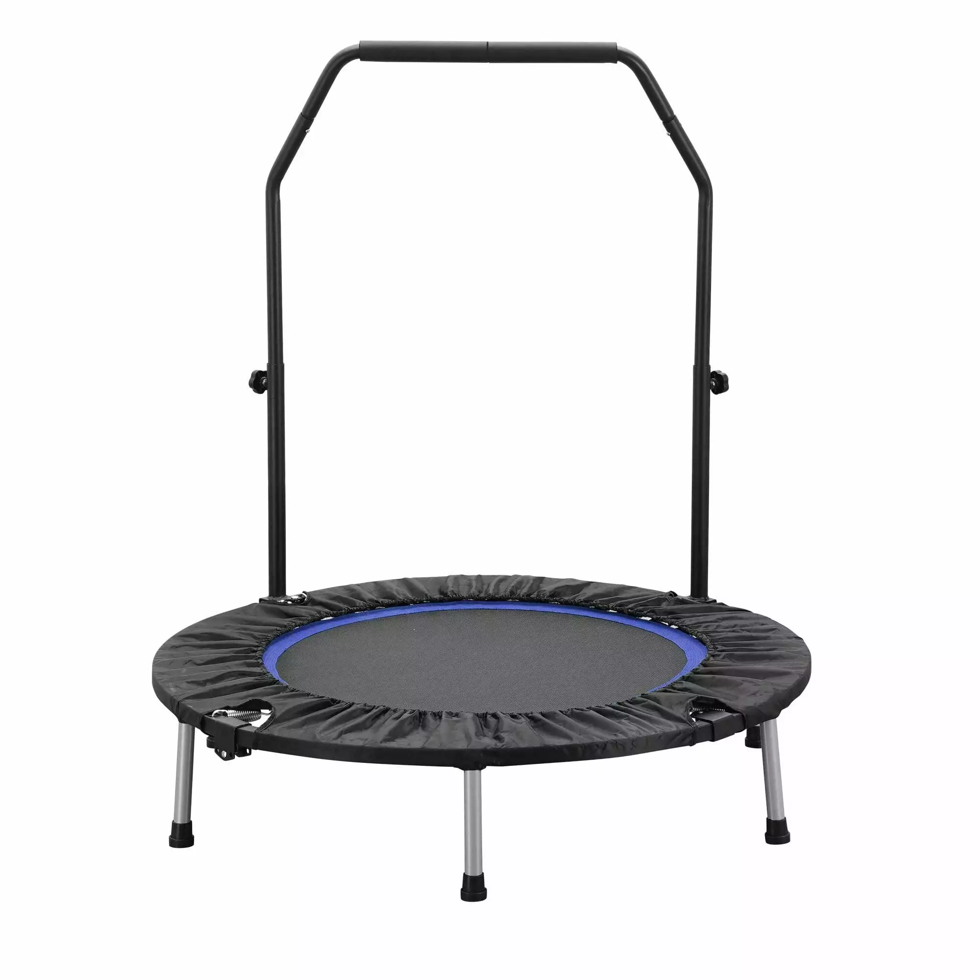 Zenova 40inch Mini Trampoline Foldable Exercise Trampoline with Adjustable Foam Handle for Kids & Adults Blue