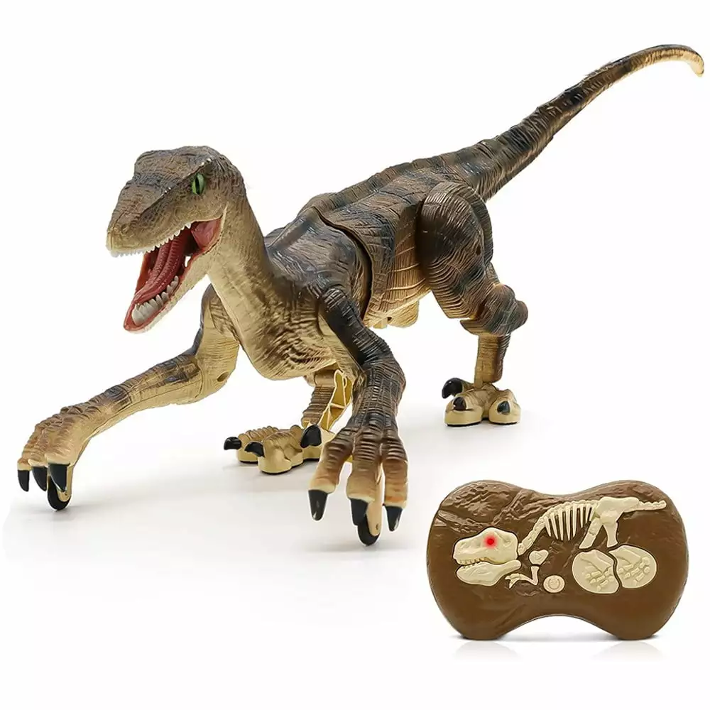 Remote Control Dinosaur Toys. Walking Robot Dinosaur w/ LED Light Up & Roaring 2.4Ghz Simulation Velociraptor RC Dinosaur Toys for Kids 4 5 6 7 8-12 Years Old Boys