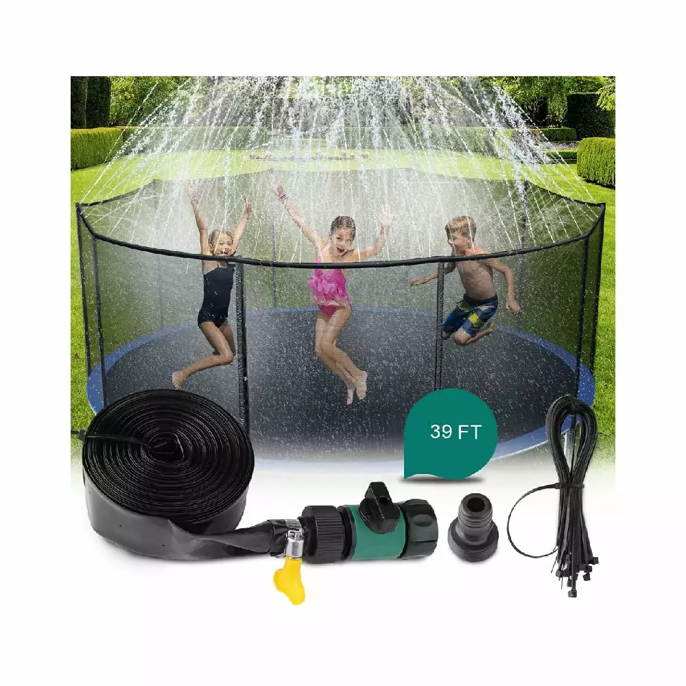 39ft Trampoline Sprinkler Kids Summer Outdoor Water Toy Fun Waterpark Spray