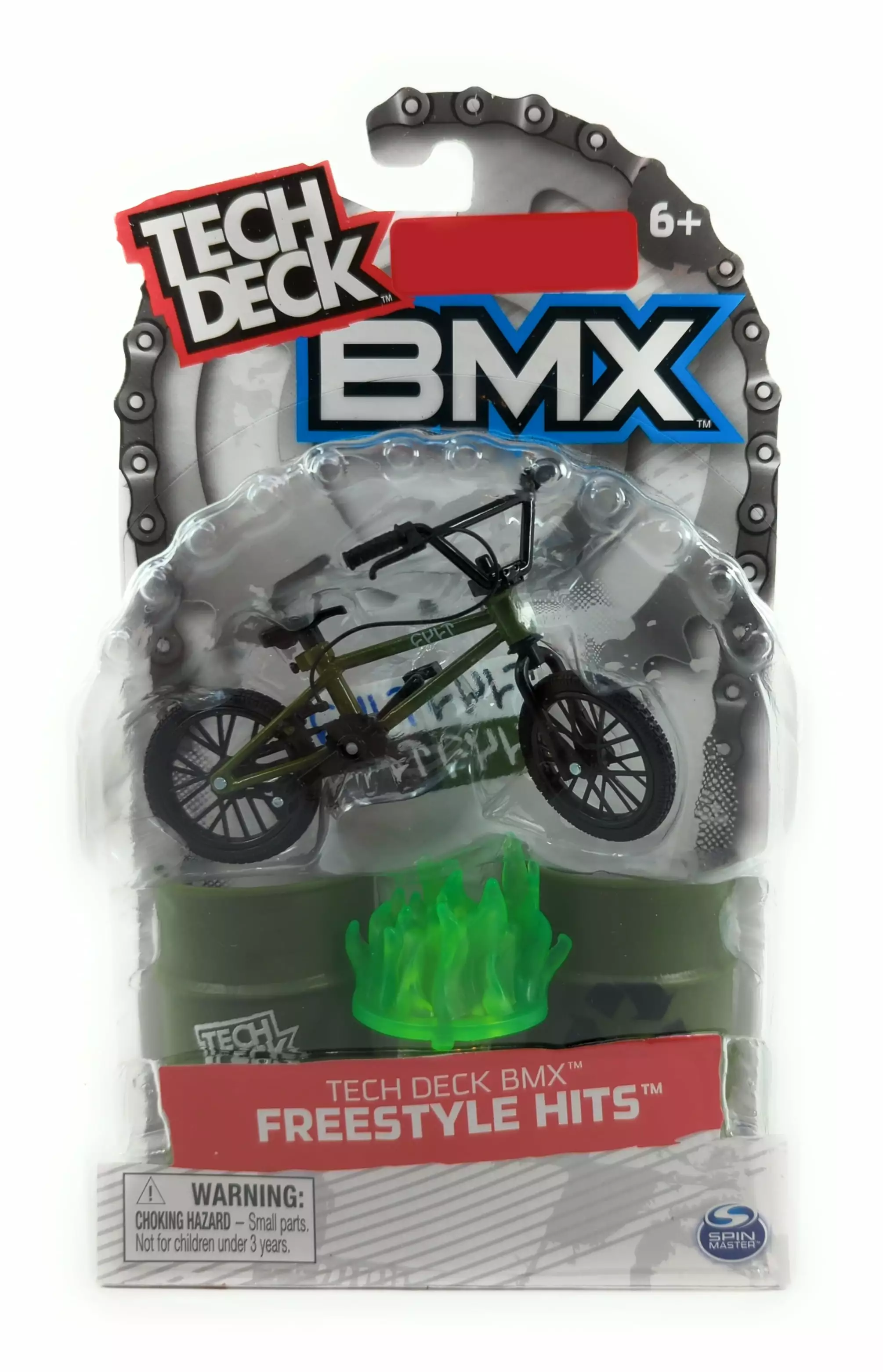 Tech Deck BMX Freestyle Hits Cult Green and Black Finger Bike plus Green Toxic Barrel Obstacle