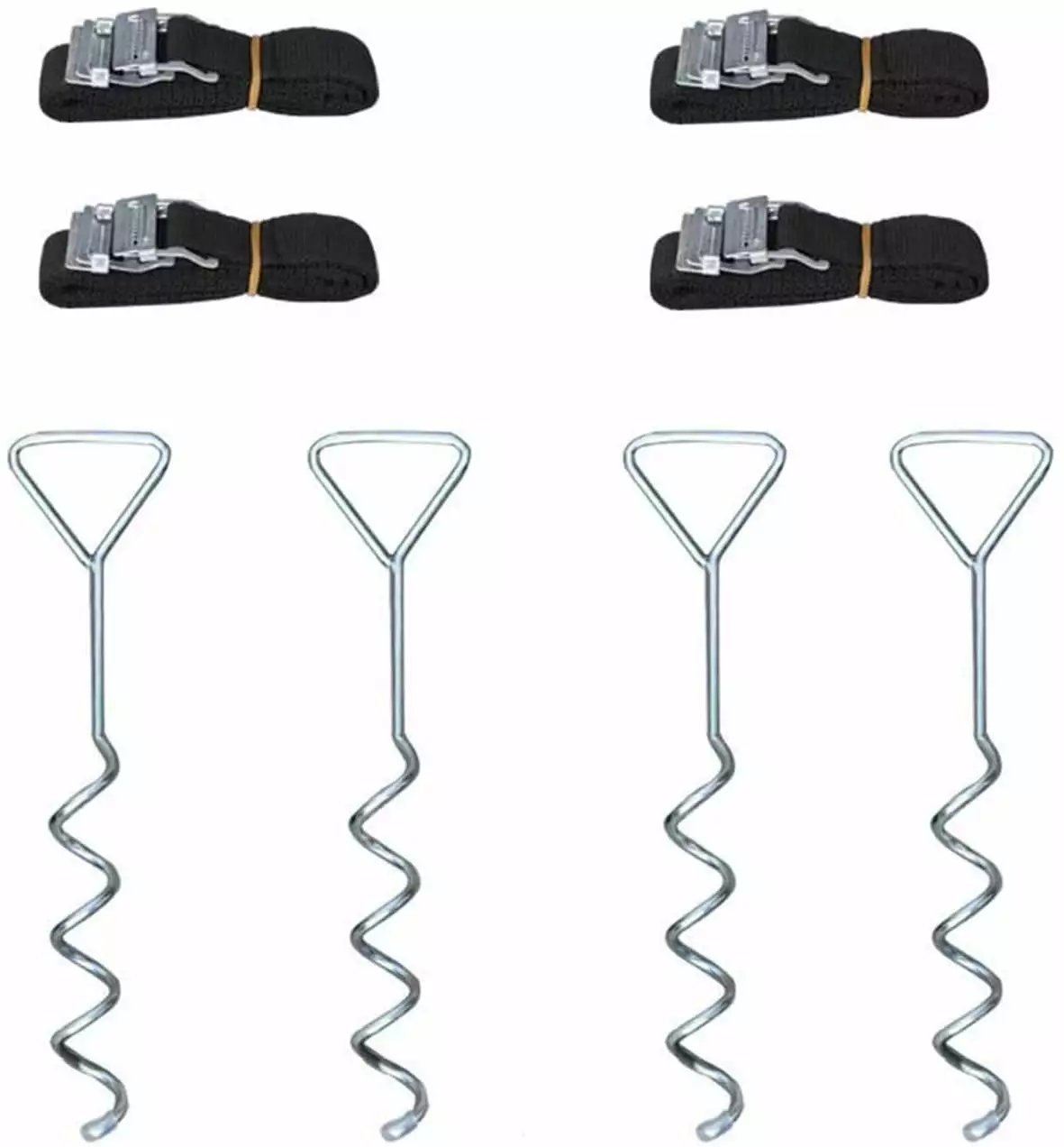 Heavy Duty Trampoline Anchor Kit- Set of 4.Ground Anchor Wind Stakes with Rope Universal Trampoline Tie Downs with Ground Stakes