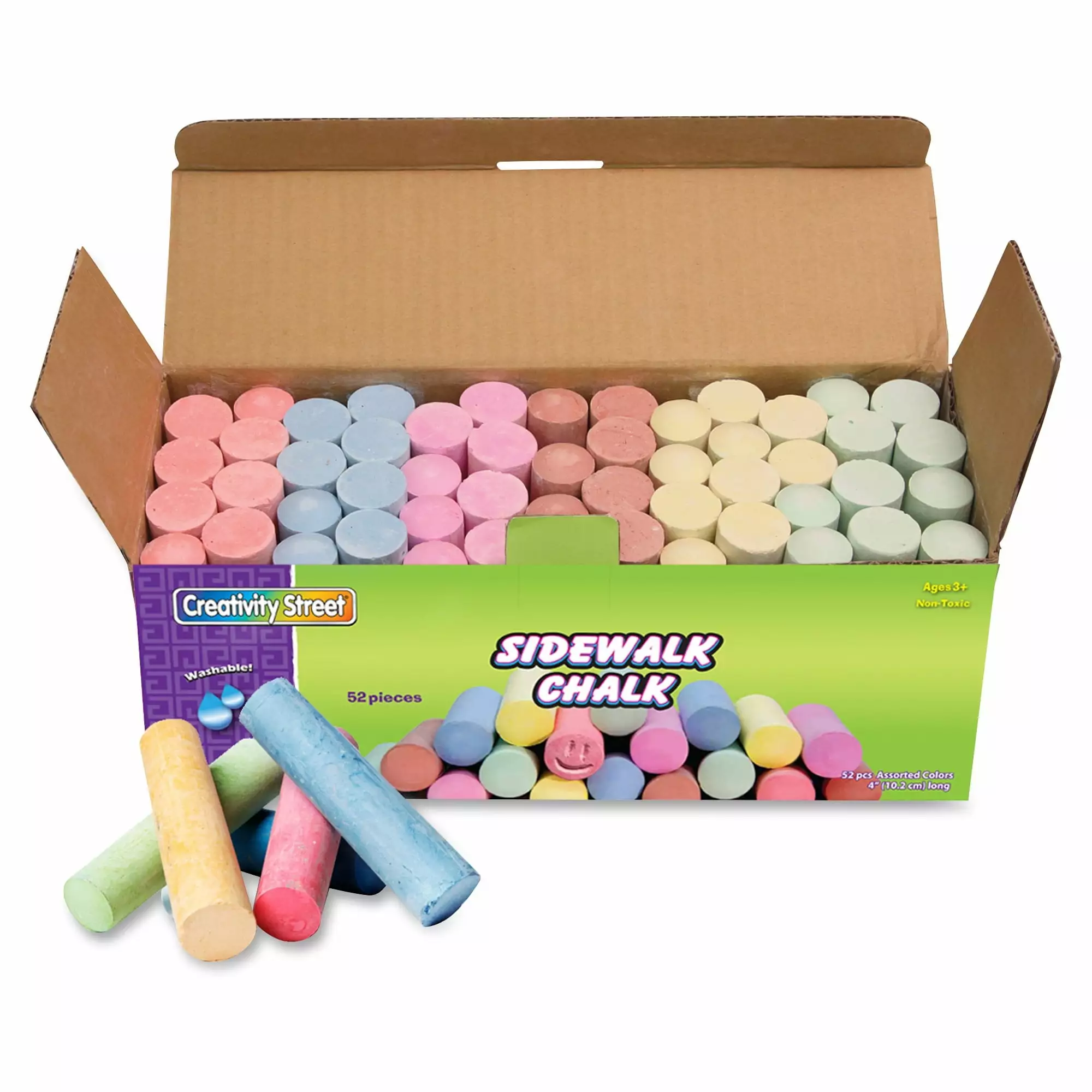 Sidewalk Chalk. 4 X 1 Dia. Jumbo Stick. 12 Assorted Colors. 52/set | Bundle of 5 Sets