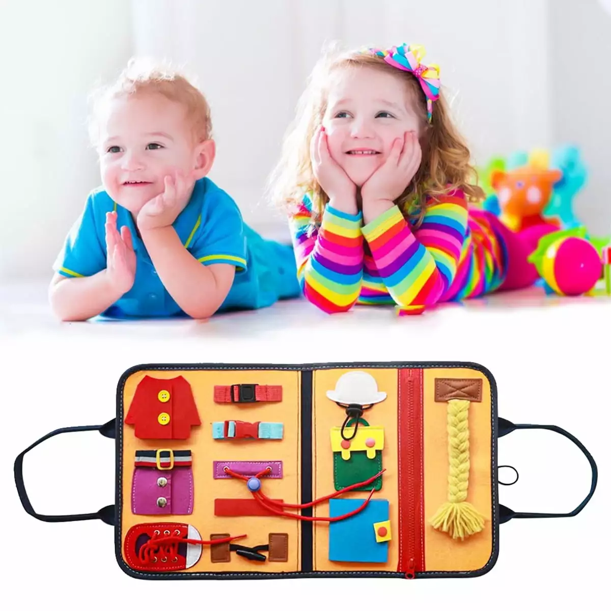 Austok Busy Board.for 3-6 Year Old Boys and Girls Preschool. Educational Sensory Board Montessori Toys for Toddlers Learning Basic Skills. Toddler Travel Toy for Airplane and Car