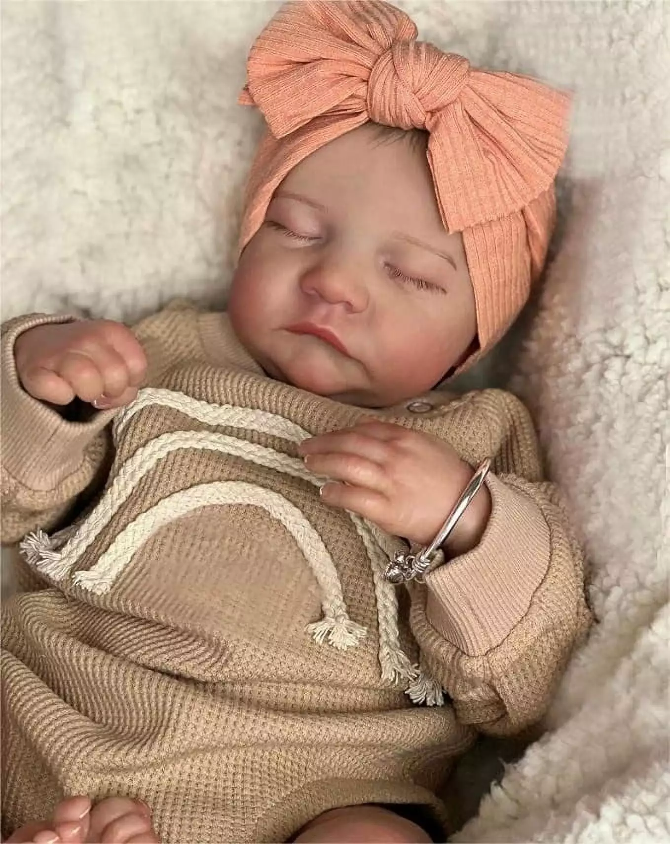 iCradle 19 Inch Lifelike Reborn Baby Dolls Girl Realistic Newborn Baby Doll Cloth Body Adorable Real Life Sleeping Baby Doll Birthday Gift for Kids Age 3+