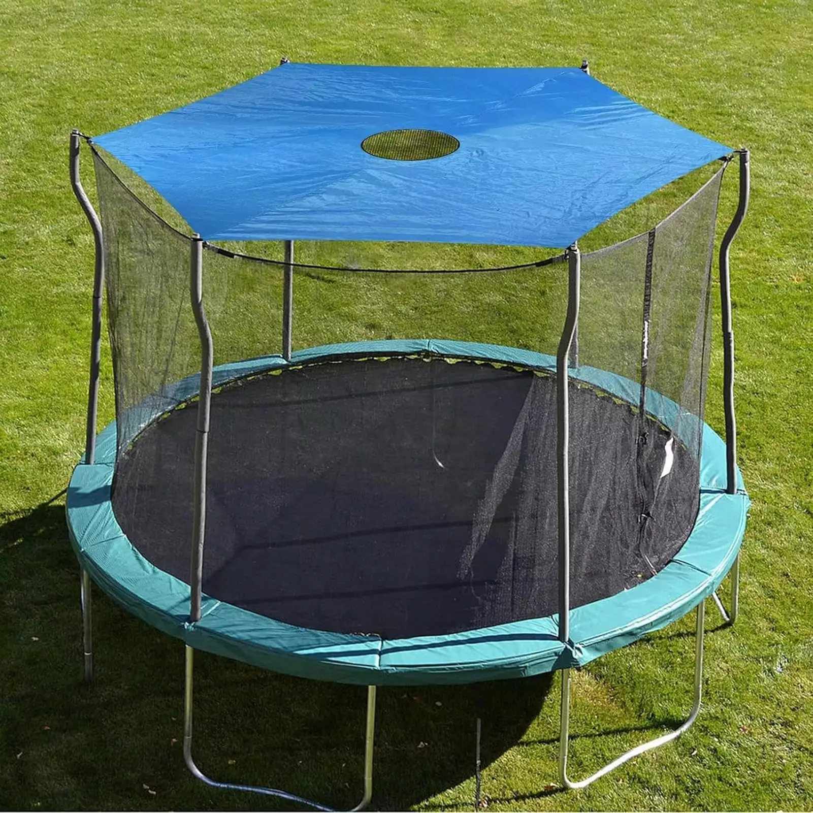 sunsanly Trampoline Shade Net Anti-UV Sun Protection Leaf Debric Insects Prevention Waterproof Trampoline Canopy Foldable Outdoor Trampoline Shade Cover